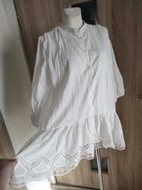 Tunika - bluzka biała haftowana koronka na guziki Reserved 42/44