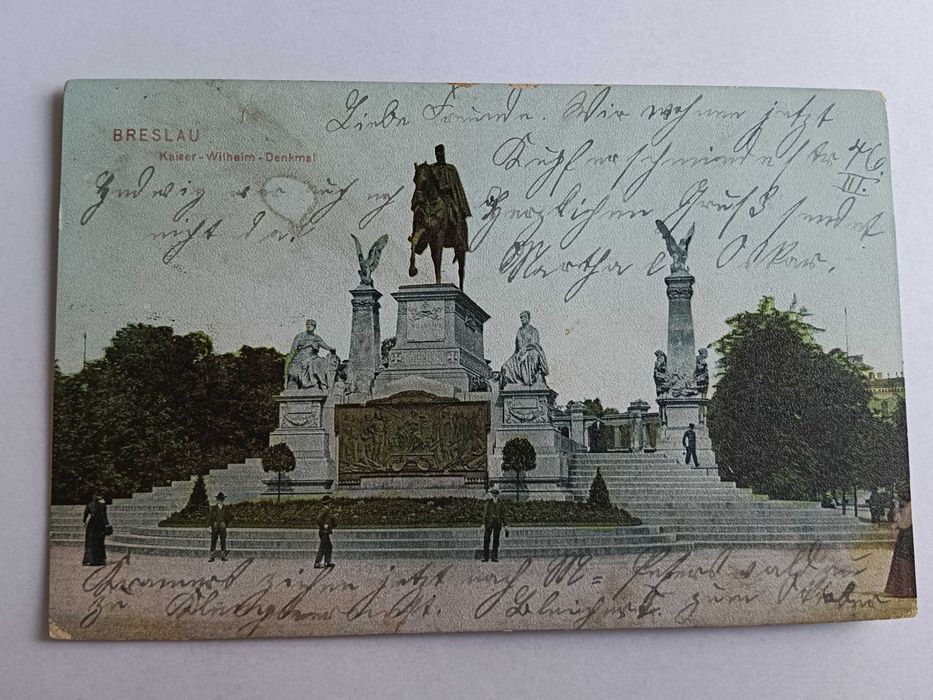 Pocztówka WROCŁAW BRESLAU Pomnik Wilhelma, 1911 R, Znaczek, Stempel