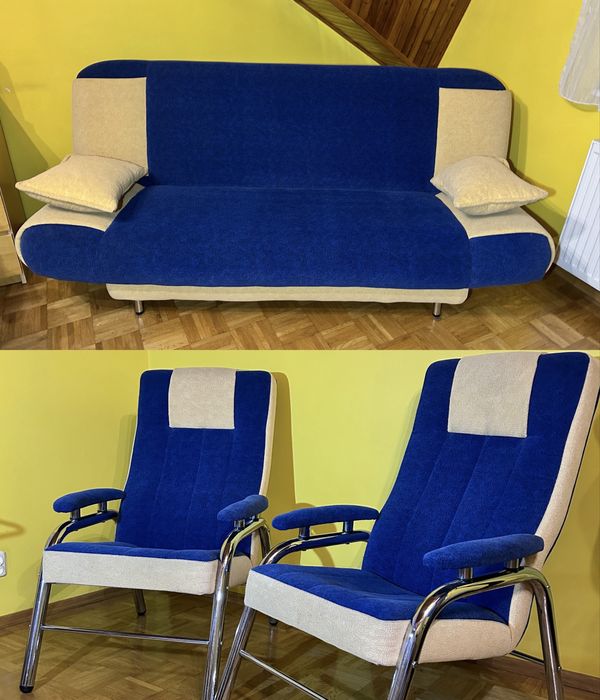 Zestaw wypoczynkowy wersalka rozkładana dwa bardzo wygodne fotele