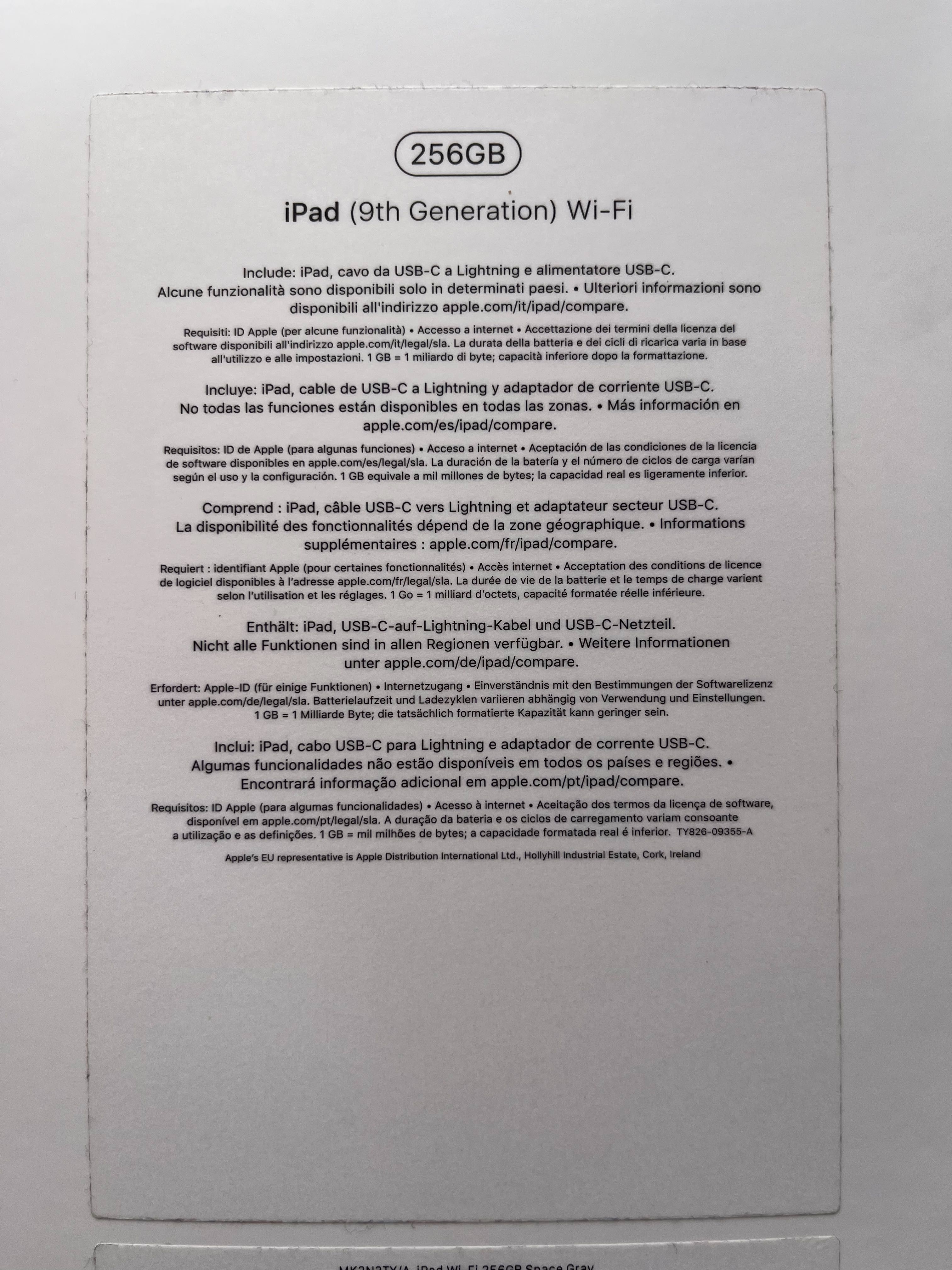 iPad 10.2 (2022) 9ª geração 256 GB - WiFi - Cinzento Sideral