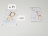 Obraz obrazek plakat dla dziecka dziecięcy lew żyrafa zebra biała rama