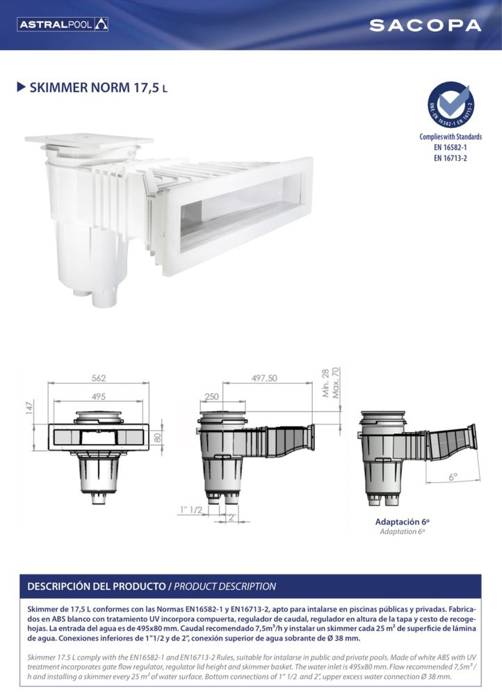 Skimmer AstralPool - 58707CL129