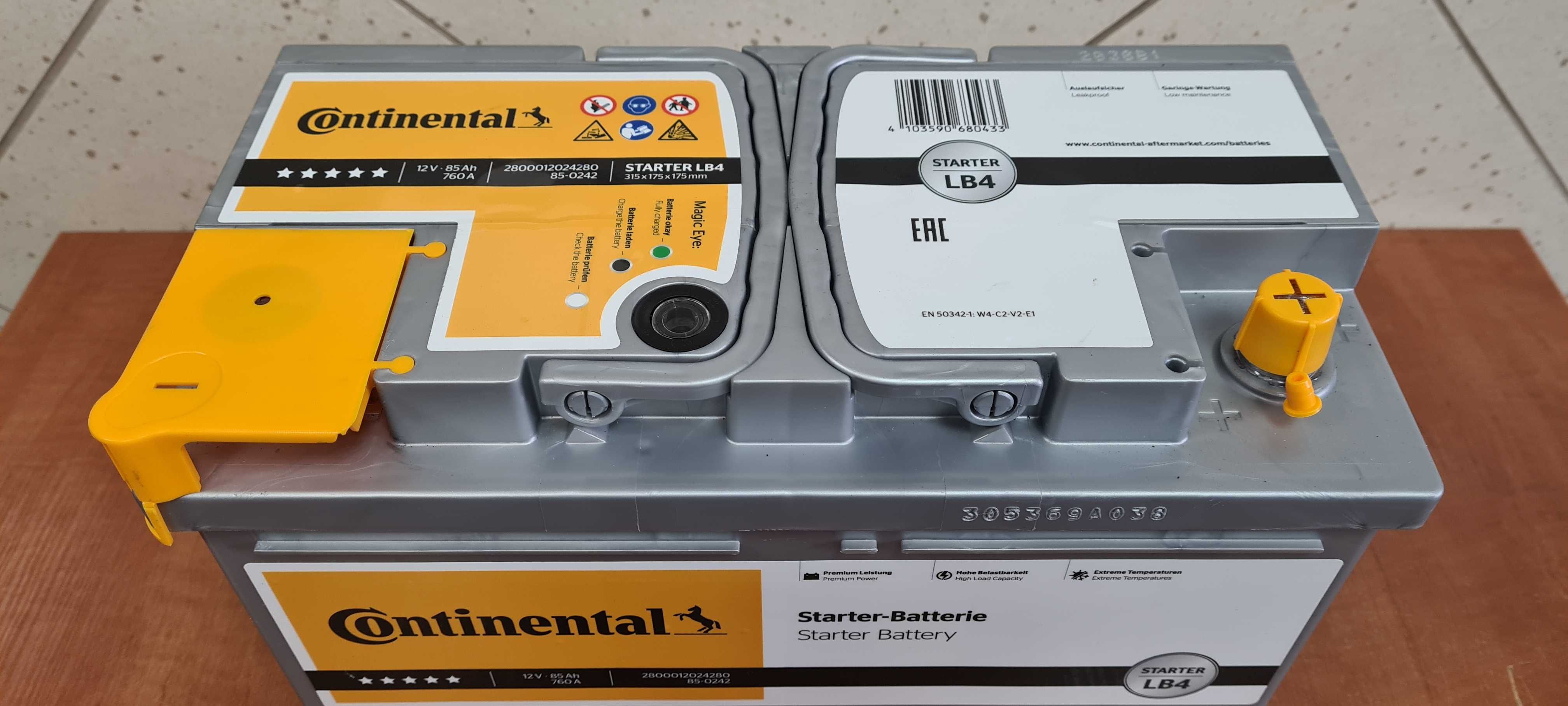 Akumulator Continental 12V 80Ah 85Ah 760A - Klasa Premium LB4 Promocja