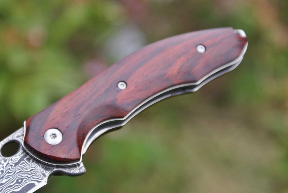 Nóż folder, damast, stal damasceńska stal VG 10, palisander model 2