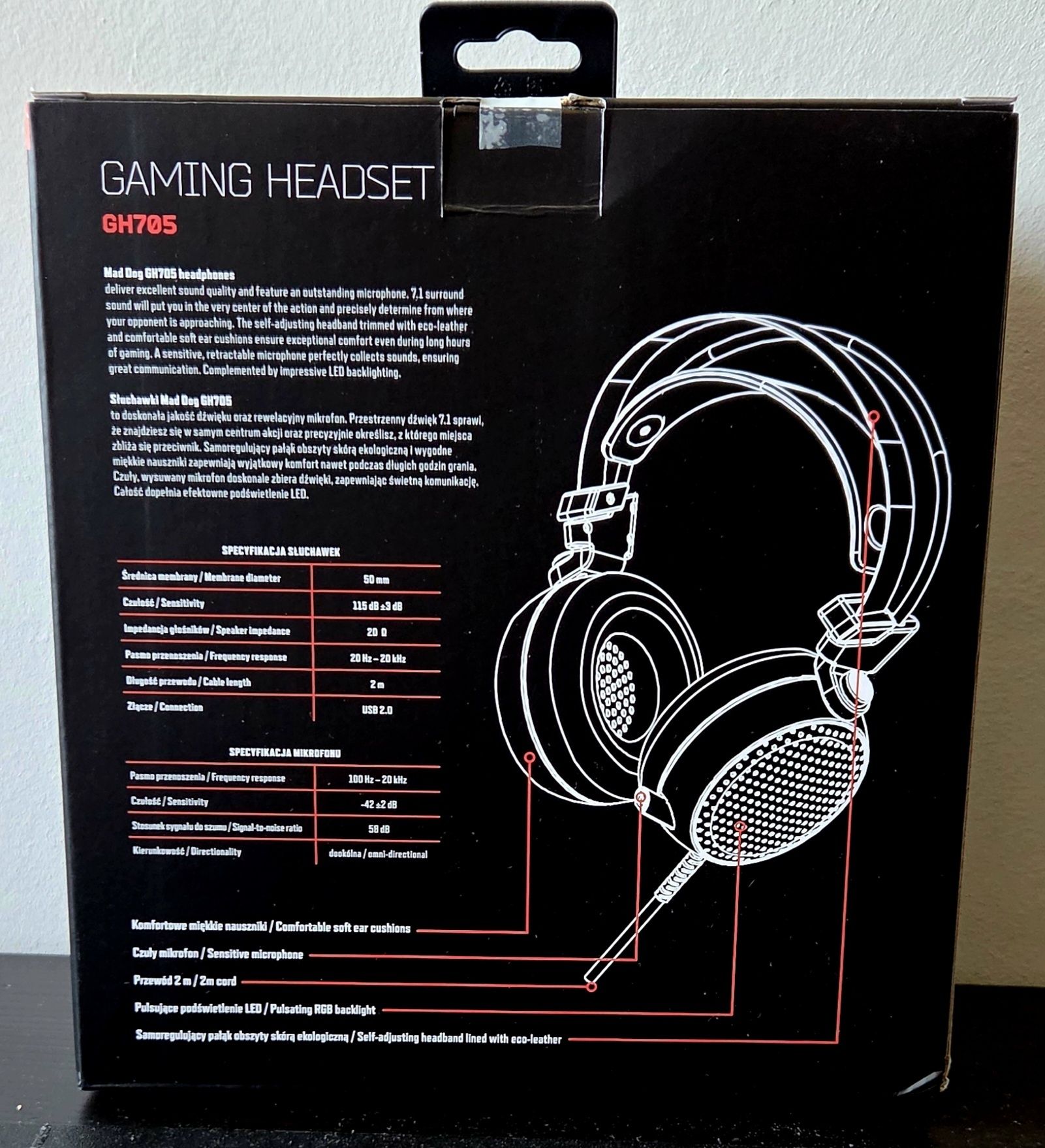 Słuchawki gamingowe Mad Dog GH705 7.1 NOWE!