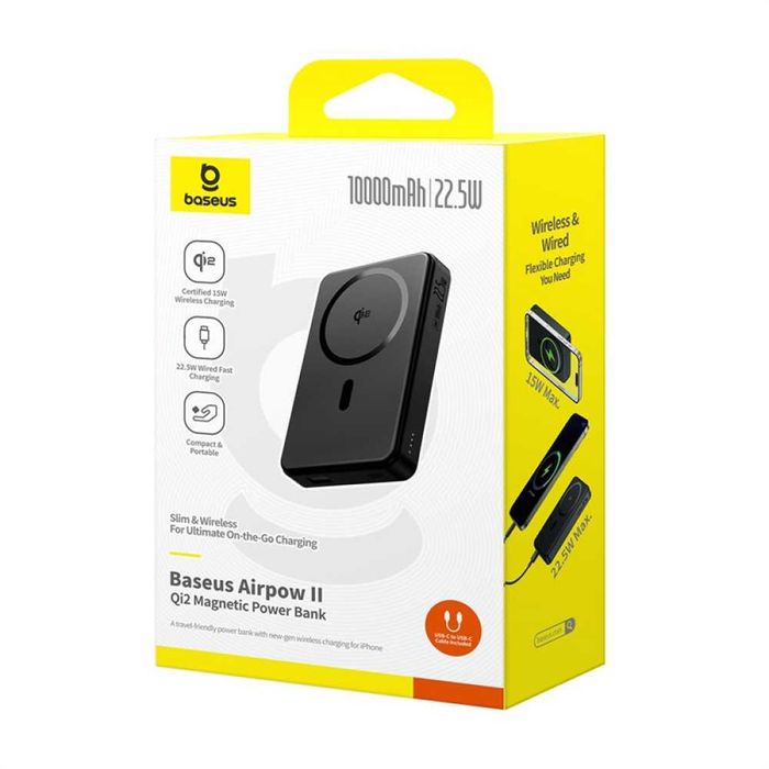 Павербанк Baseus Airpow2 10000mAh 22.5W USB-C/USB-A бездротова зарядка