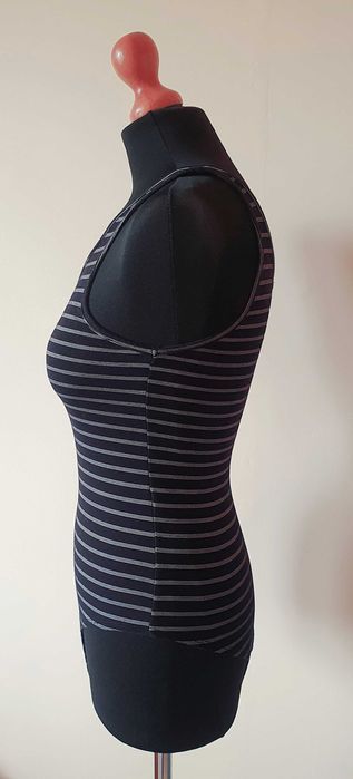 Primark świetne bawełniane body w czarno białe paski na jedno ramię xs