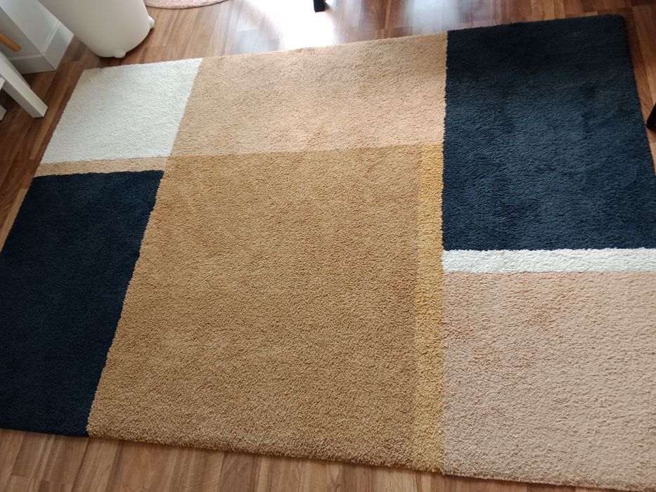 Dywan IKEA musztardowo granatowy 195x133 cm