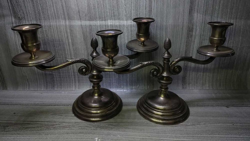 Para srebrnych świeczników - próba 835 - Antyk