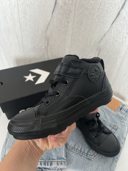 Утеплені хайтопи Converse 26 рр, 16,5-17 см шкіряні чорні на фліс кеди
