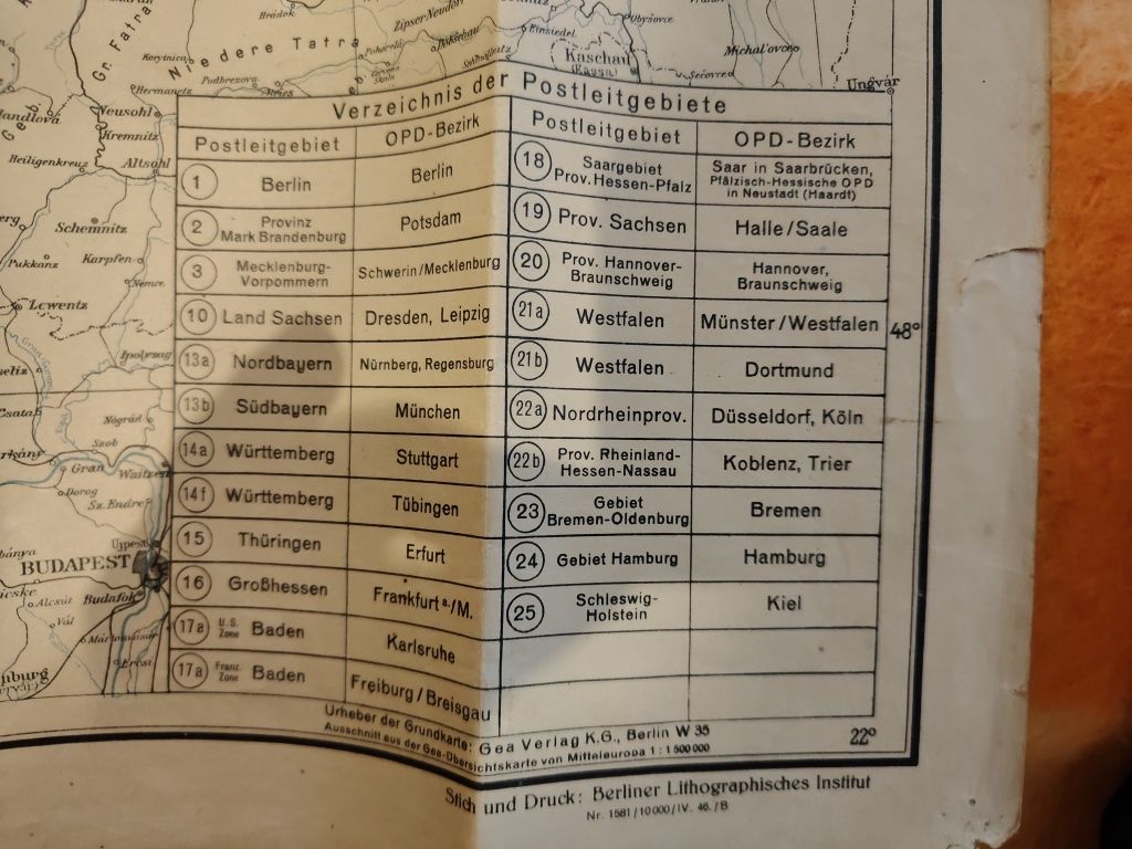 Stara Mapa Niemiec i Europy środkowej wydanie 1946r. Berlin
