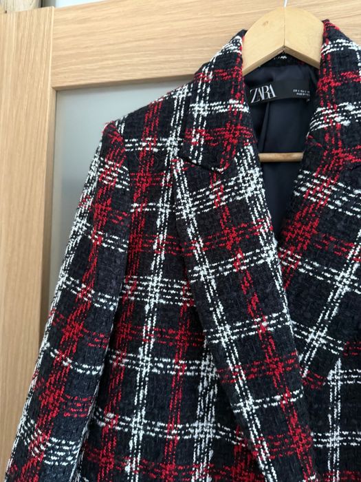 Tweedowa marynarka Zara kratka