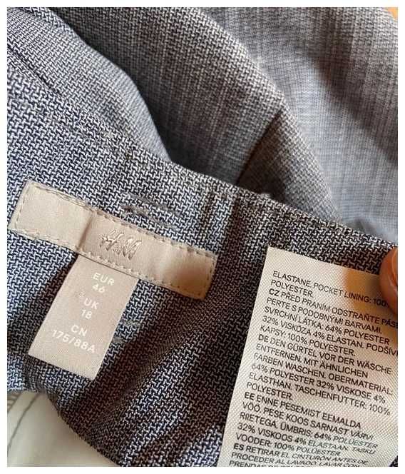 Hm h&m szare cygaretki chinosy modne basic 44 46 plus size +size