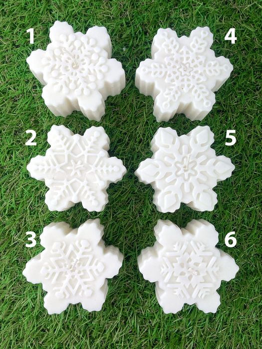 Świeczki sojowe śnieżynki gwiazdki święta Bożego Narodzenia