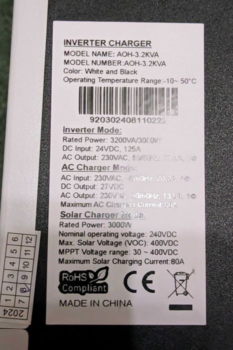 Гібридний інвертор DAXTROMN AOH-3.2KVA (вдосконалений)