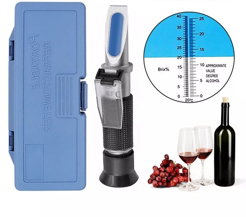 Microscopio medidor de grau de alcool provável uvas de vinho / vinha