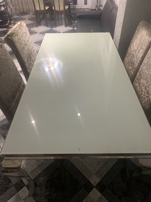 Стіл 180/90/75. Верх,скло низ метал.