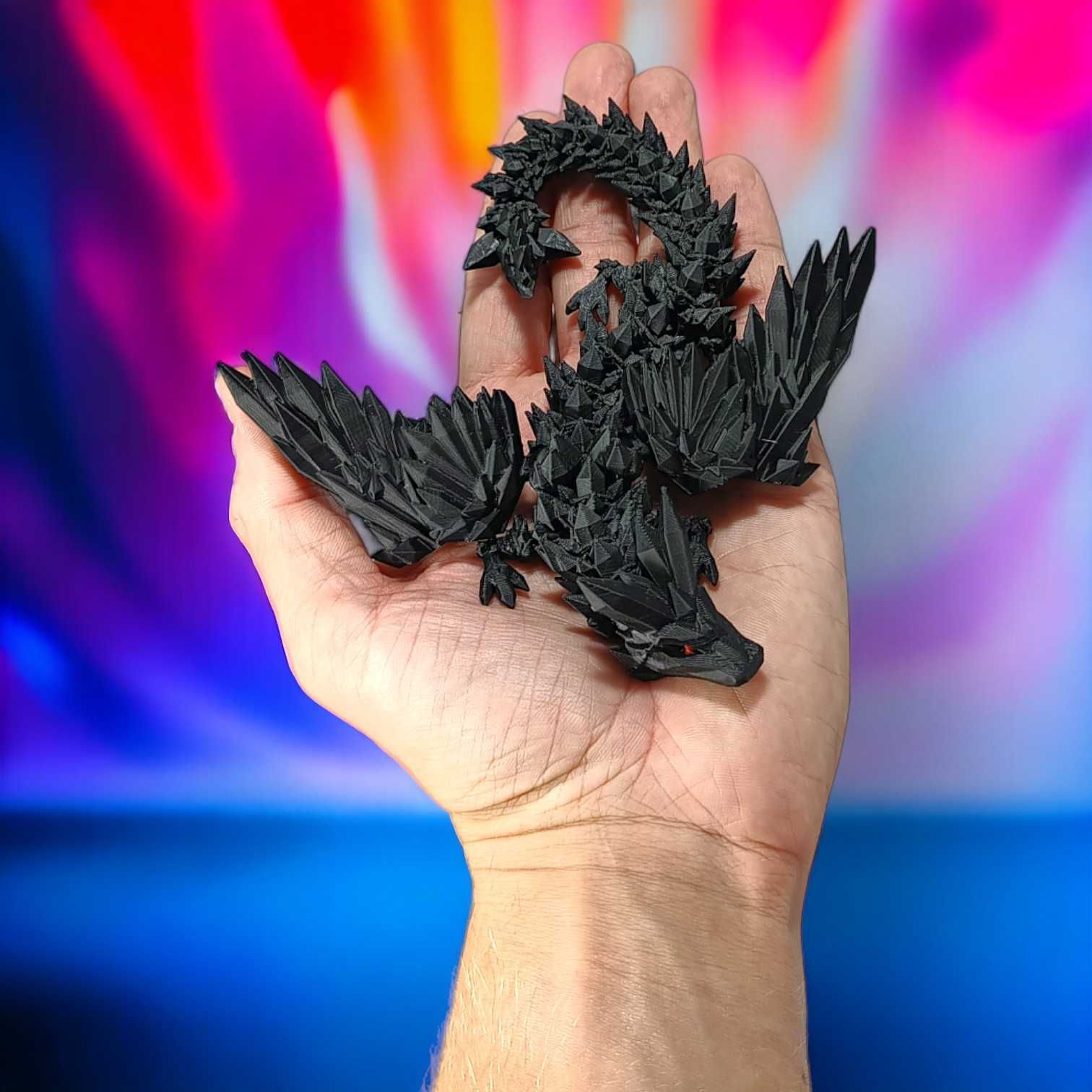 Kryształowy Smok ze Skrzydłami Mini, 23cm, Figurka Przegubowa,19A4S