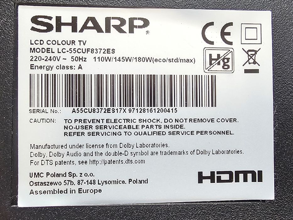 TV 55 Sharp - Avariada