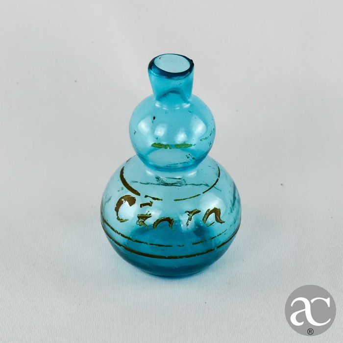 Jarra em vidro soprado em forma de cabaça pintada, séc. XIX