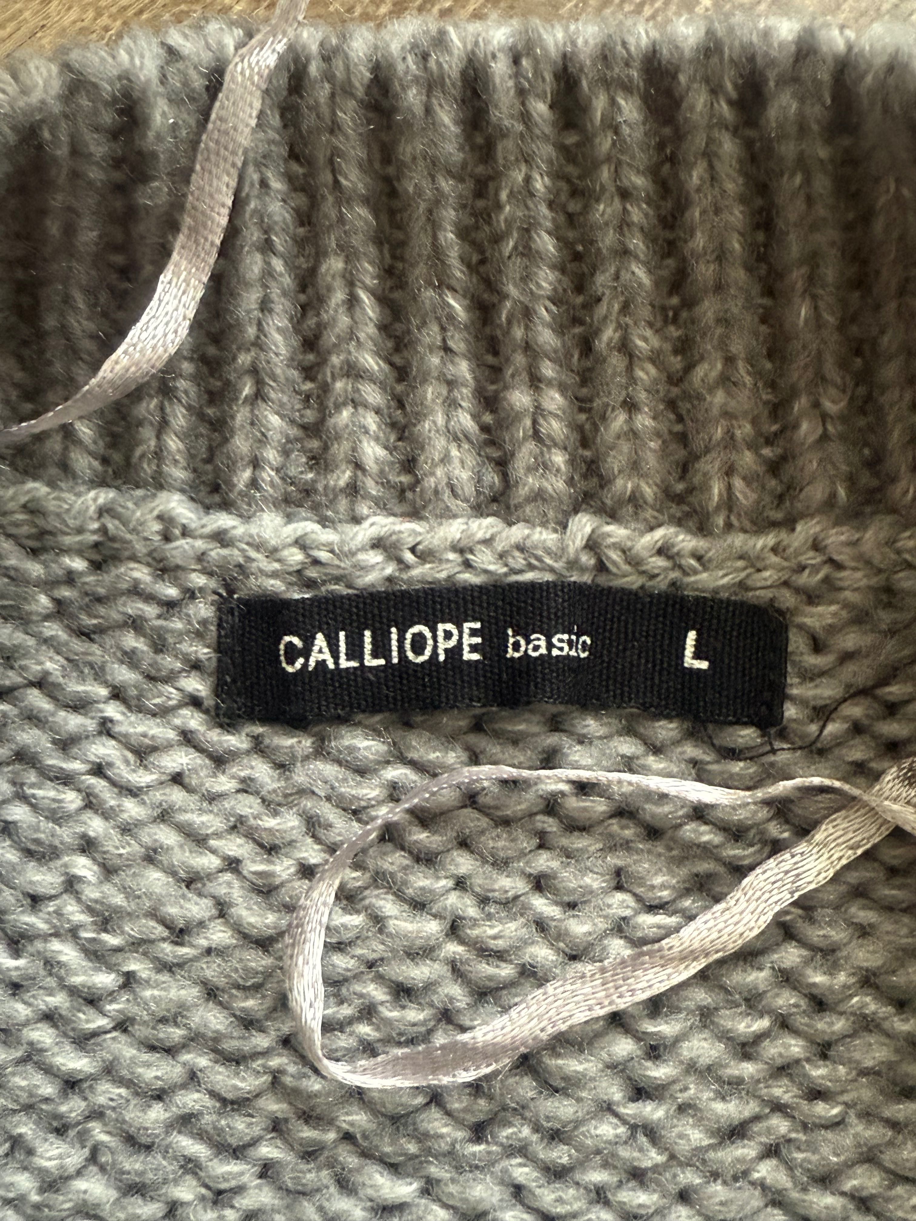 Sweter półgolf Calliope, rozmiar L, gruby warkocz, szary
