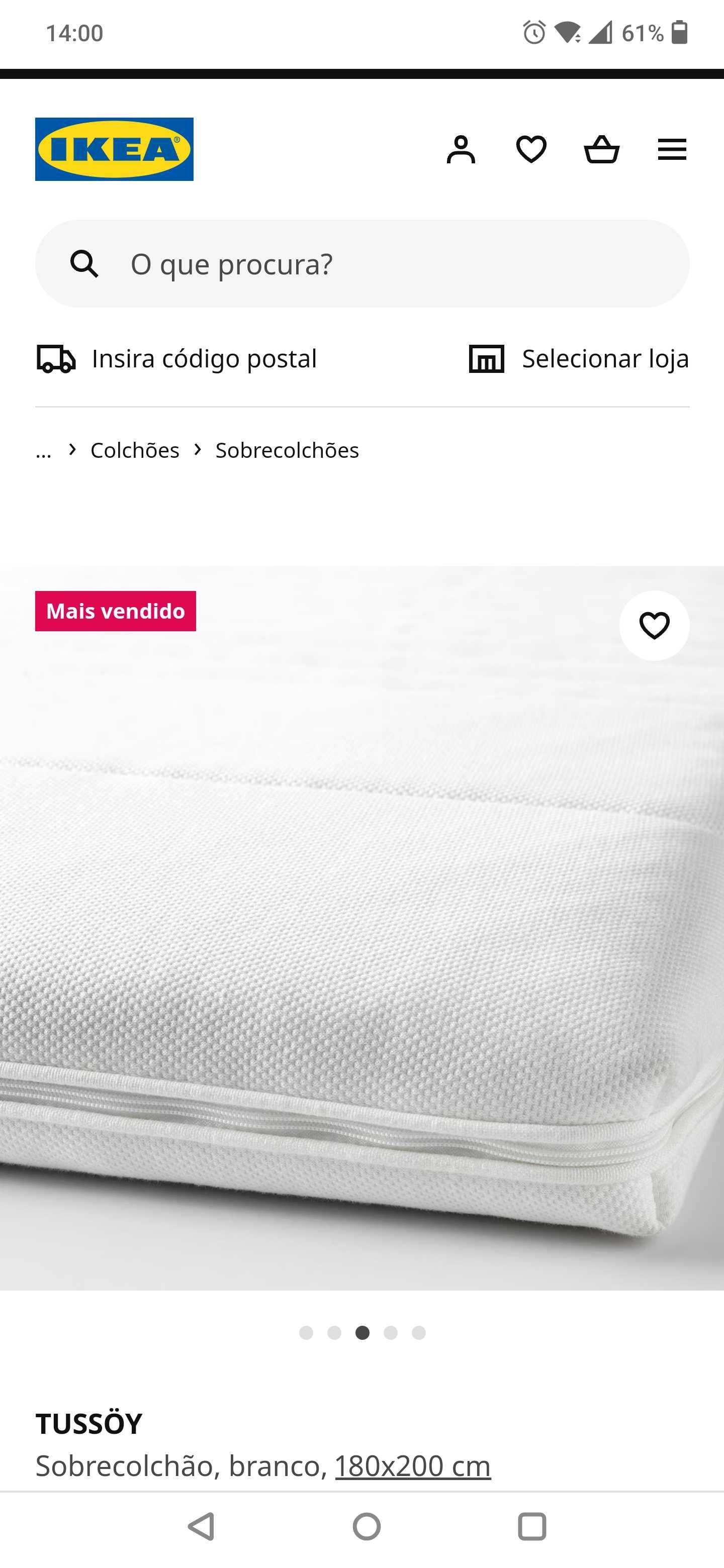 Sobrecolchão IKEA TUSSÖY 180x200 cm