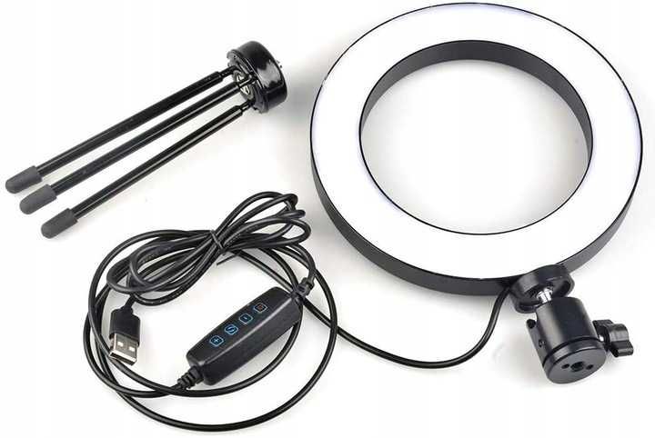 Lampa pierścieniowa LED Ring 16 cm z tripodem – do makijażu i zdjęć