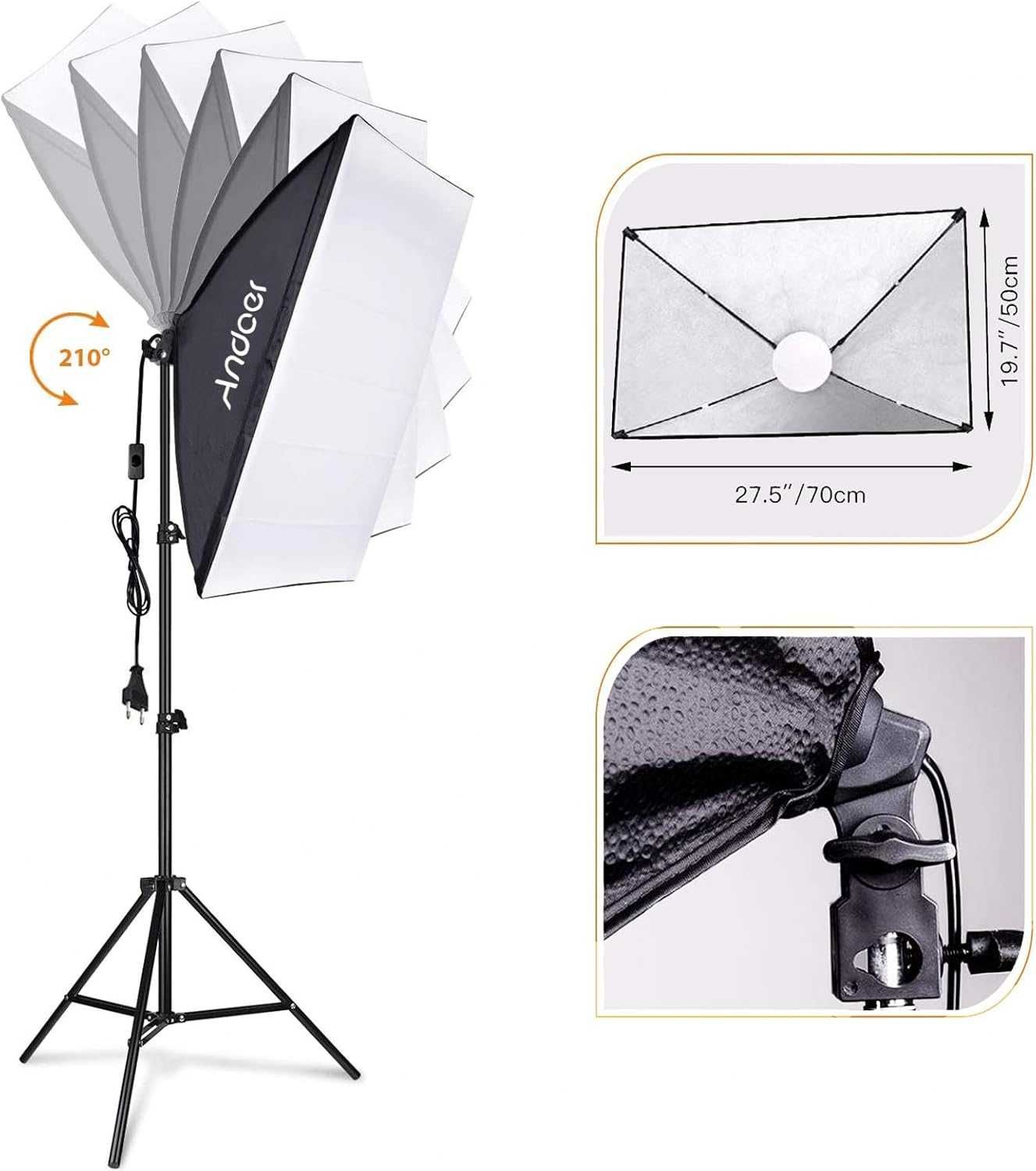 Kit profissional de iluminação e softbox para estúdio