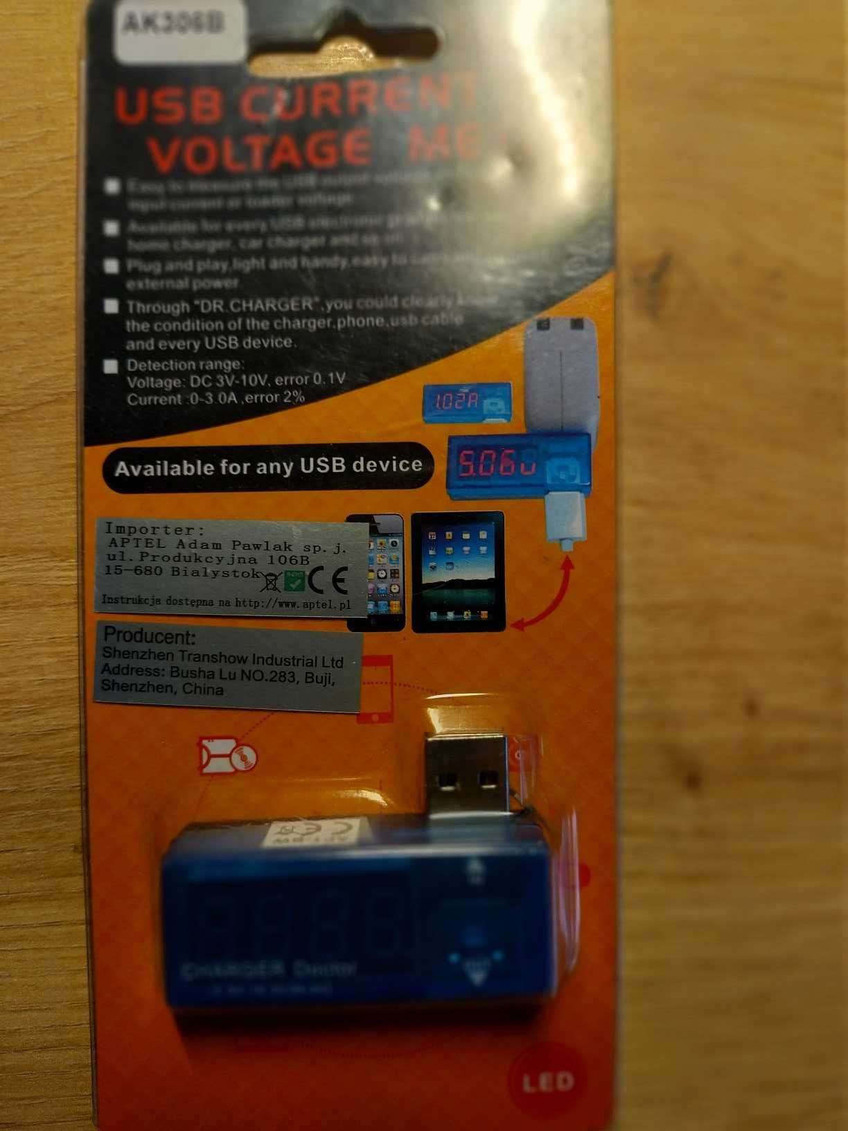Miernik Tester napięcia i natężenia USB