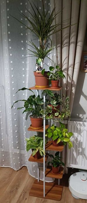 NOWY kwietnik domowy metalowy 7 poziomów na kwiaty półek biały stojący