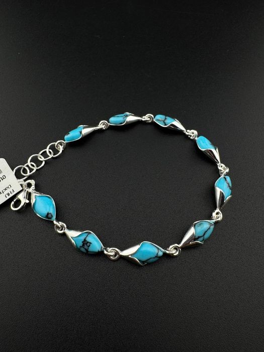 Bransoletka srebrna pr.925 z turkusem regulowana