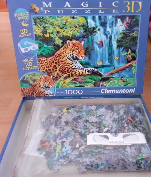 Puzzle CLEMENTONI tygrys 3D okulary 1000el.