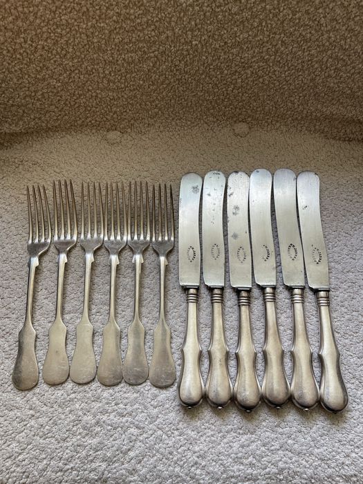 Sztućce posrebrzane przedwojenne platerowane M.Jarra widelce norblin