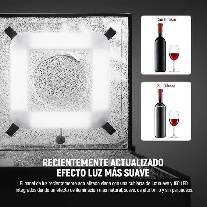 Caixa de luz de estúdio fotográfico, dobrável e portátil 4 fundos, LED