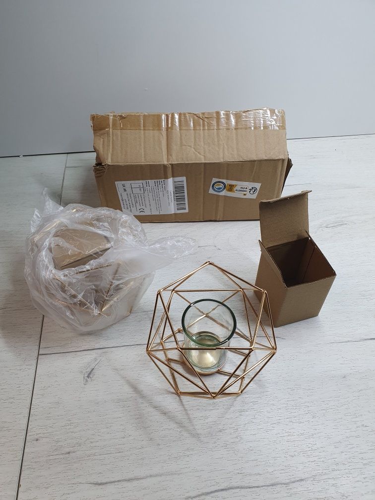 2 sztuki 3D geometryczny polerowany świecznik na podgrzewacze, złote