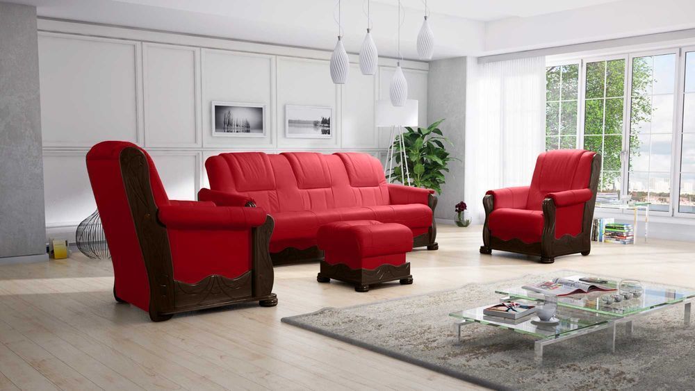 Skórzany zestaw 311 stylowy KOMFORT skóra naturalna dąb PRODUCENT