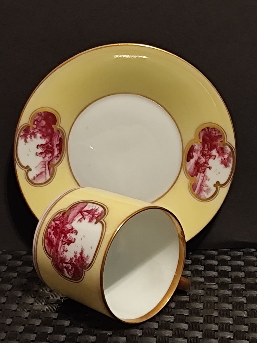 Porcelana CALAIS Czechy Dekor ROBRA Drezno Duo Mokka