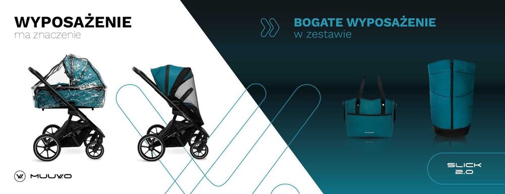 Wózek Muuvo SLICK 2.0 2w1 Lekki Składany Gondola+Spacerówka +Adaptery