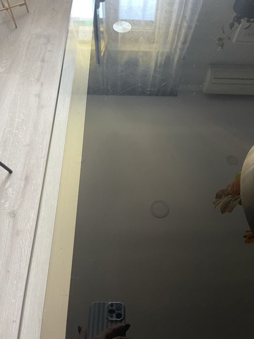 Mesa jantar em vidro e inox