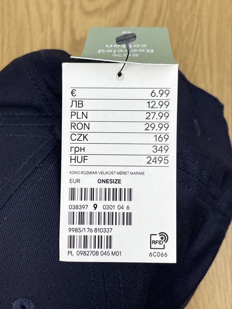 Кепка H&M Cotton Twill Cap темно-синя унісекс чоловіча жіноча на літо