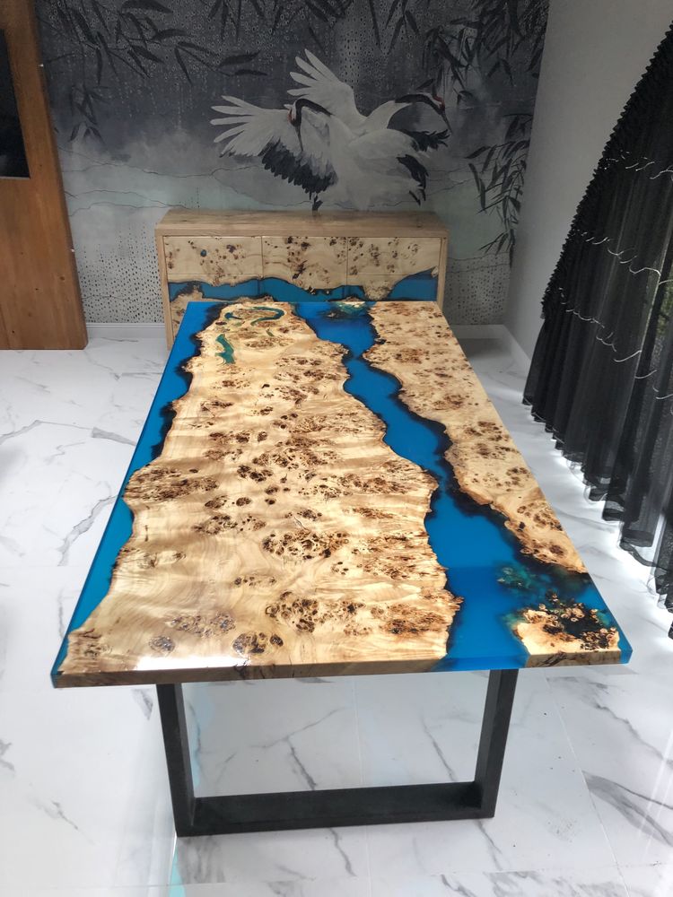 Stół z zywica topola czeczot debina orzech włoski