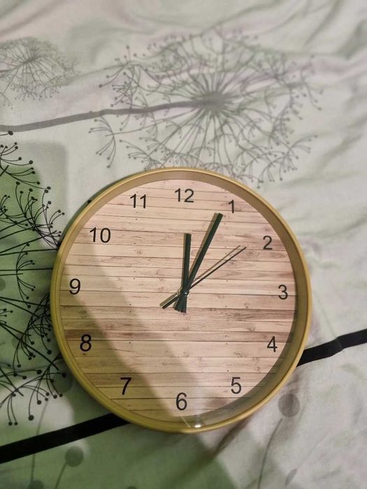 Drewniany Zegar Beżowy Cichy Zegar Ścienny Drewno 25Cm Minimalistyczny