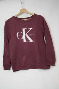 Calvin Klein Jeans bluza bawełniana bordowa logo CK vintage