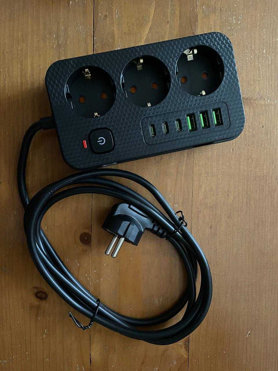 Подовжувач 9 гнізд USB A Tipe C 2500W