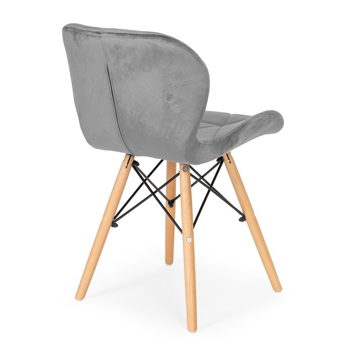 komplet 4 krzeseł welurowych do jadalni i salonu szare modernhome