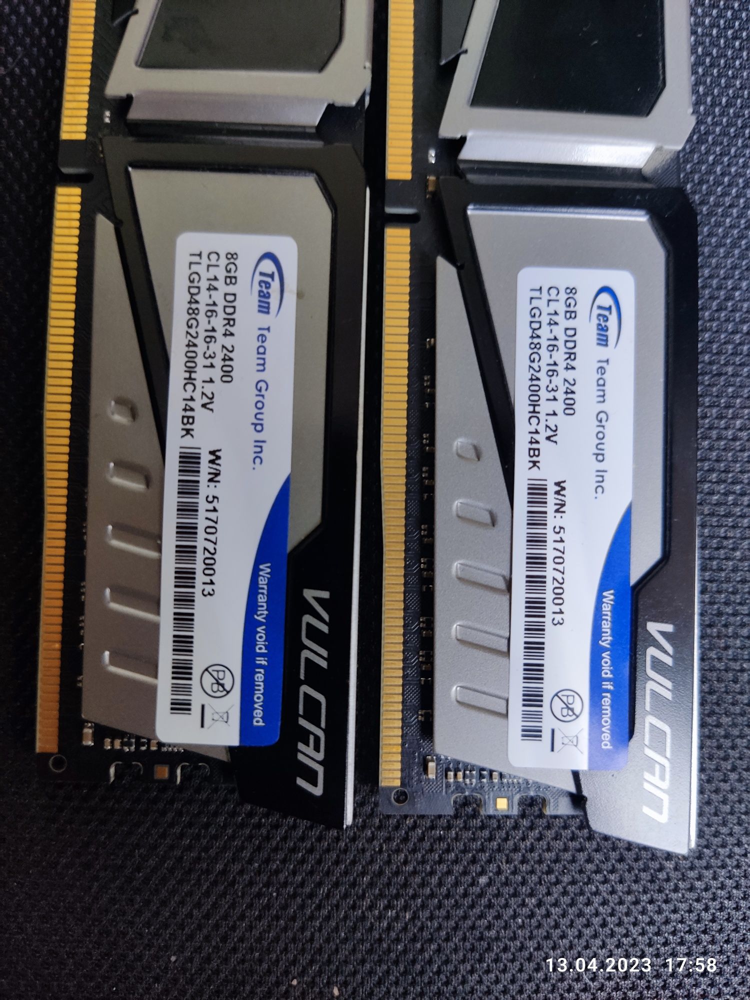 Оперативна пам'ять 16gb 2x8 gb, vulkan t-forse 16 gb ddr4 2400.