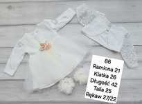 Sukienka 86 dziewczęca elegancka wizytowa bawełniana do chrztu gipiura