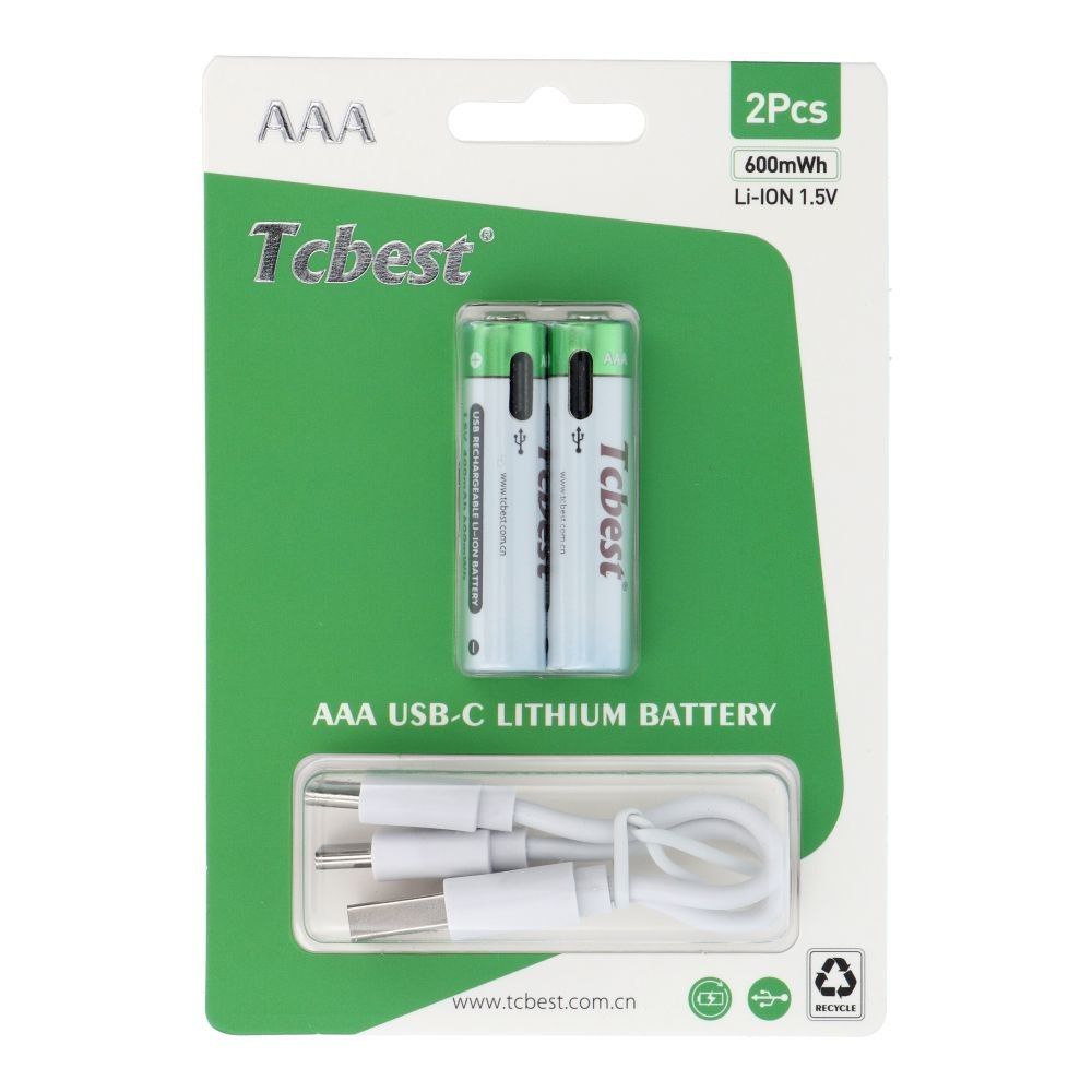 TCBEST bateria akumulatorowa R3 (AAA) 180 mAh z gniazdem Typ C