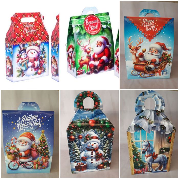 Новогодняя картонная упаковка для конфет.