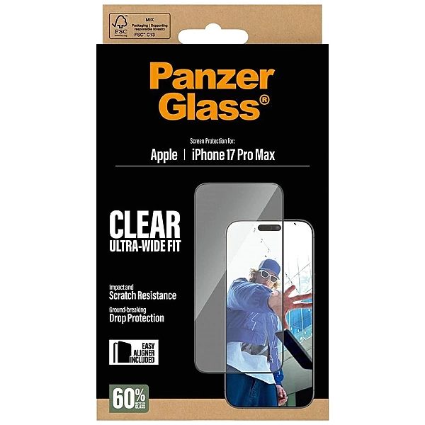 Szkło hartowane PanzerGlass Ultra-Wide Fit EasyAligner na iPhone 17 Pr